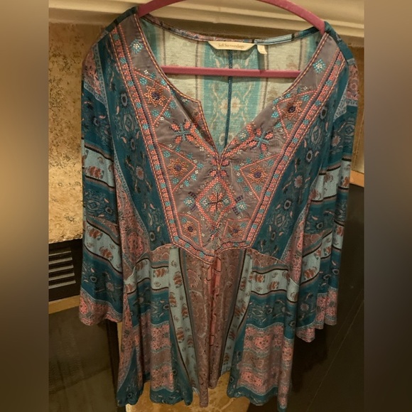 Soft Surroundings Womens Colorful Embroidered Flowy Tunic Casual L - Picture 1 of 11